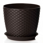 Кашпо Ротанг 2л d155мм с поддоном, коричневый ротанг