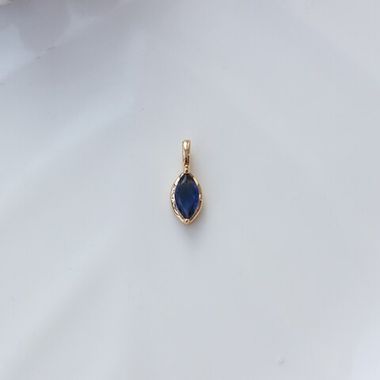 Подвеска Маркиз с синим фианитом, 14*5 мм, позолота, П403