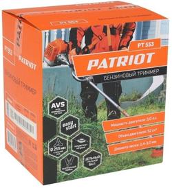 Триммер садовый бензиновый для травы PATRIOT PT 553 (1+1), мотокоса, бензокоса для газона