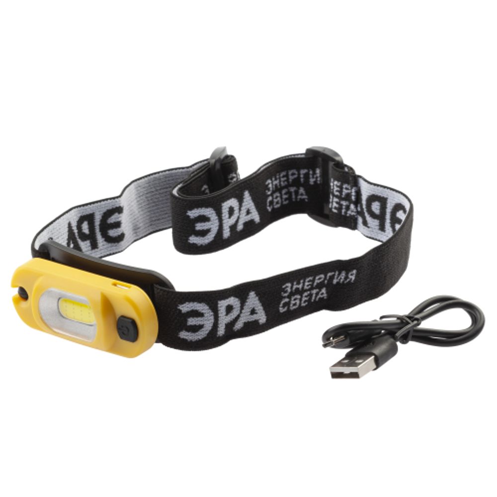 Фонарь налобный светодиодный ЭРА Рабочие Практик GA-801 аккумуляторный яркий мощный 4 режима жёлто-черный | Налобные фонари