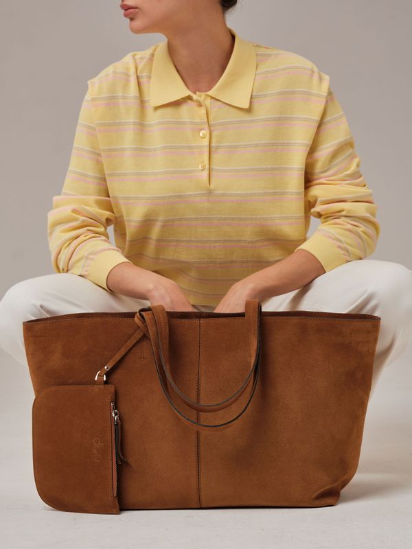 Замшевая сумка шоппер Texas DBR 31390 коричневый лист