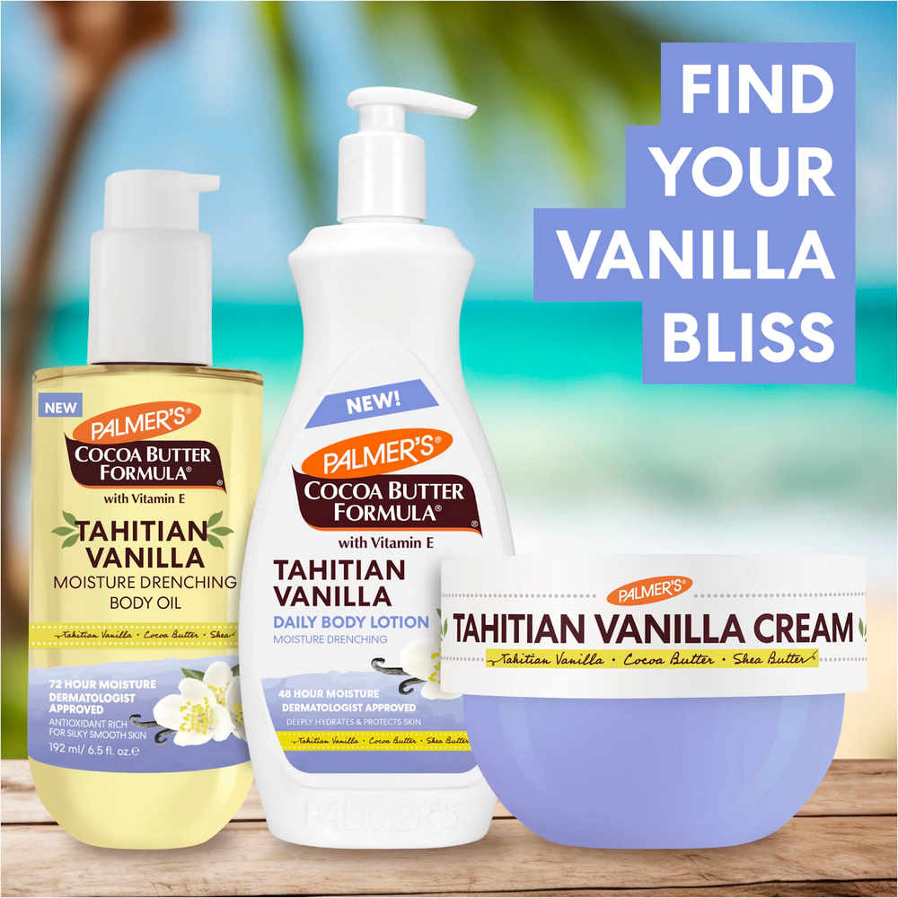 Palmer's, Cocoa Butter Formula® с витамином Е, увлажняющее масло для тела, таитянская ваниль, 192 мл (6,5 жидк. унции)