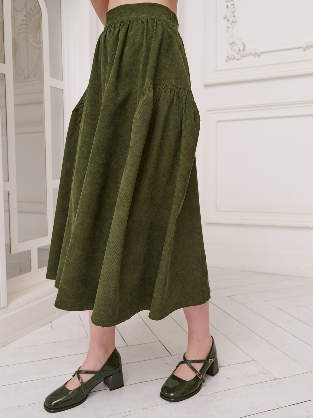 Юбка бохо вельветовая миди