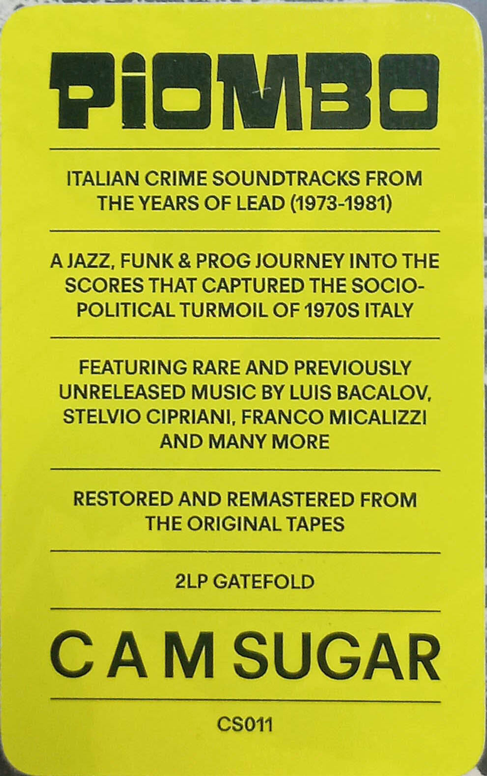 Soundtrack / Piombo — Italian Crime Soundtracks From The Years Of Lead (1973-1981) (2LP)