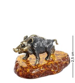 AM- 331 Фигурка «Кабан» (латунь, янтарь)