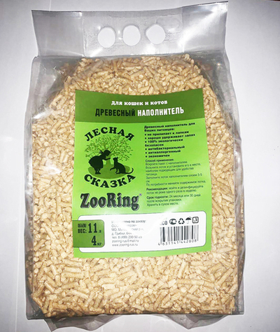 Наполнитель для Кошек Лесная Сказка, древесный, 4 кг