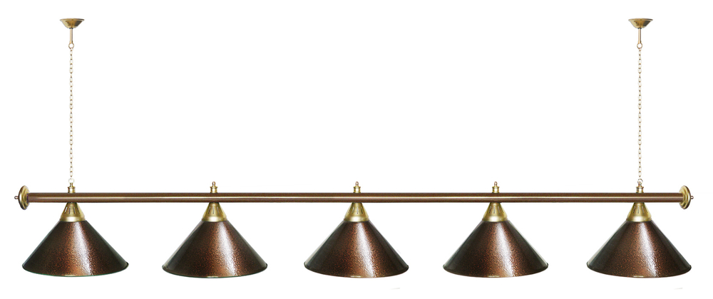 Лампа STARTBILLIARDS 5 пл. (плафоны зеленые,штанга зеленая,фурнитура золото)