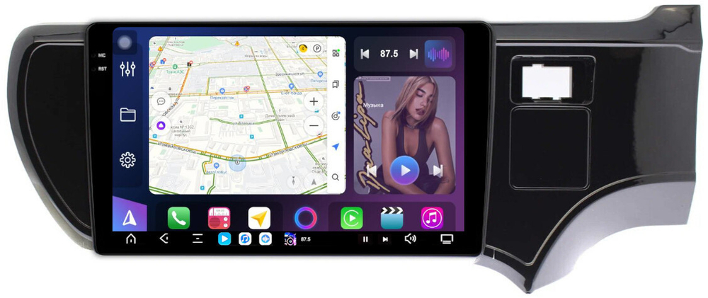 Магнитола для Toyota Aqua 2011-2021 - FarCar XXL9-9530 монитор 9.5" 2K QLED на Android 14, TS20, 8+256Гб, CarPlay, 4G SIM-слот