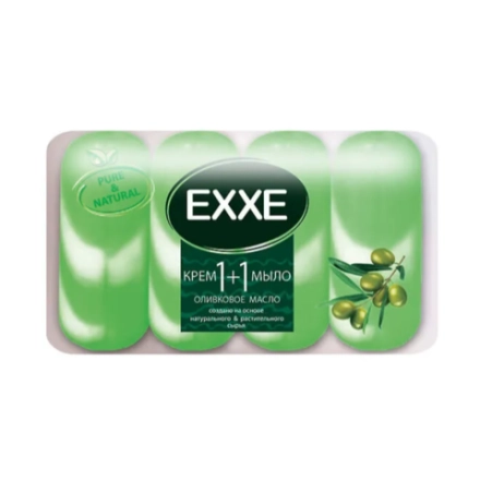 Туалетное крем-мыло "EXXE" 1+1 "Оливковое масло" 4шт*90г (ЗЕЛЕНОЕ)