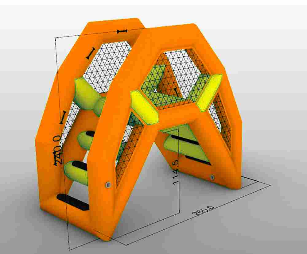 Надувная мини-лестница для бассейна из ПВХ, оранжевый, 2,6*1,4*2,4 м