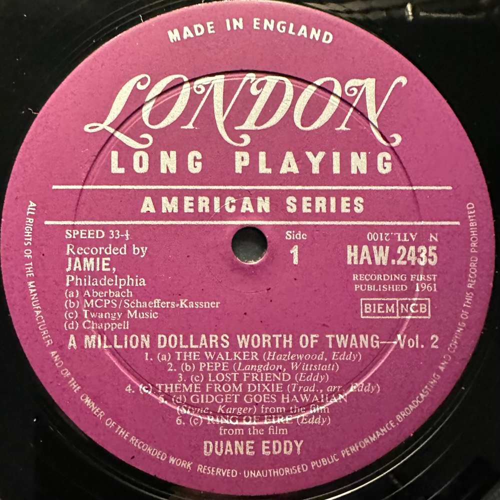 Duane Eddy & His "Twangy" Guitar And The Rebels - A Million Dollars Worth Of Twang Vol.2 (Англия 1967г.)