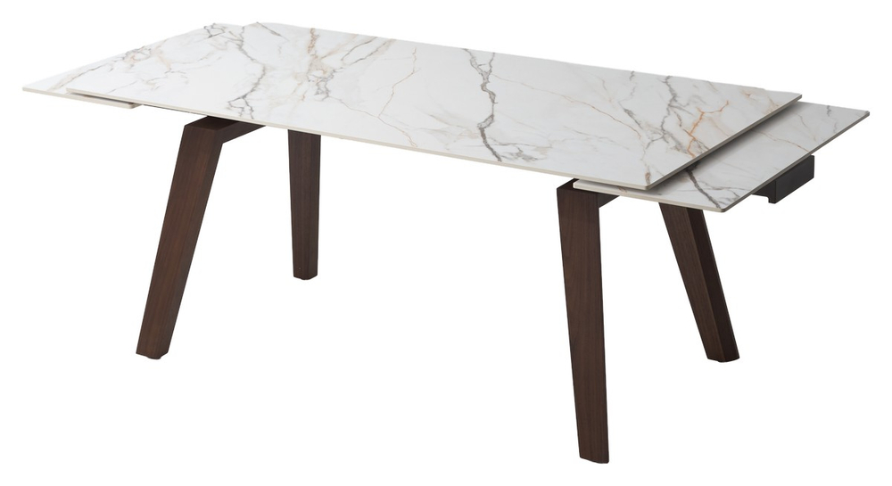 Стол М-City DISAUR Бэтис (Betis) 180 Мрамор (Matte Gilded White Solid Ceramic), Орех (Walnut)