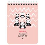 Блокнот МАЛЫЙ ФОРМАТ А6 108х145 мм, 40 л., гребень, картон, клетка, BRAUBERG KIDS, "Панды", 114393