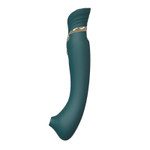 Зелёный вибростимулятор с пульсацией, вакуумной стимуляцией и функцией нагрева Zalo Queen G-spot PulseWave Vibrator with Suction Sleeve Jewel Green