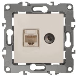 12-3110-02 ЭРА Розетка комбинированная RJ45+TV, IP20, Эра12, слоновая кость