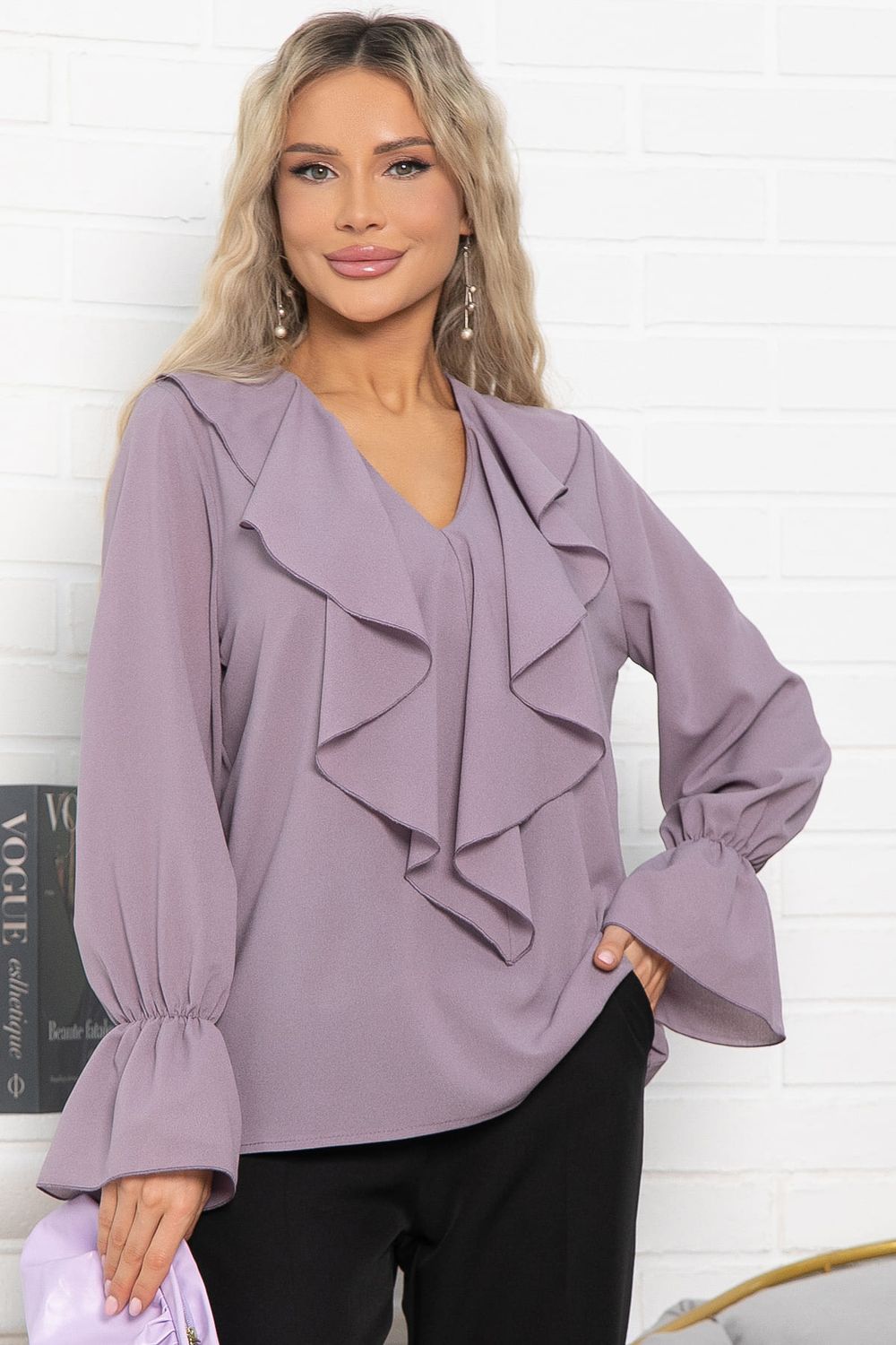 Блуза шифоновая Вэнси (пудра) Б15025-8М LT Collection