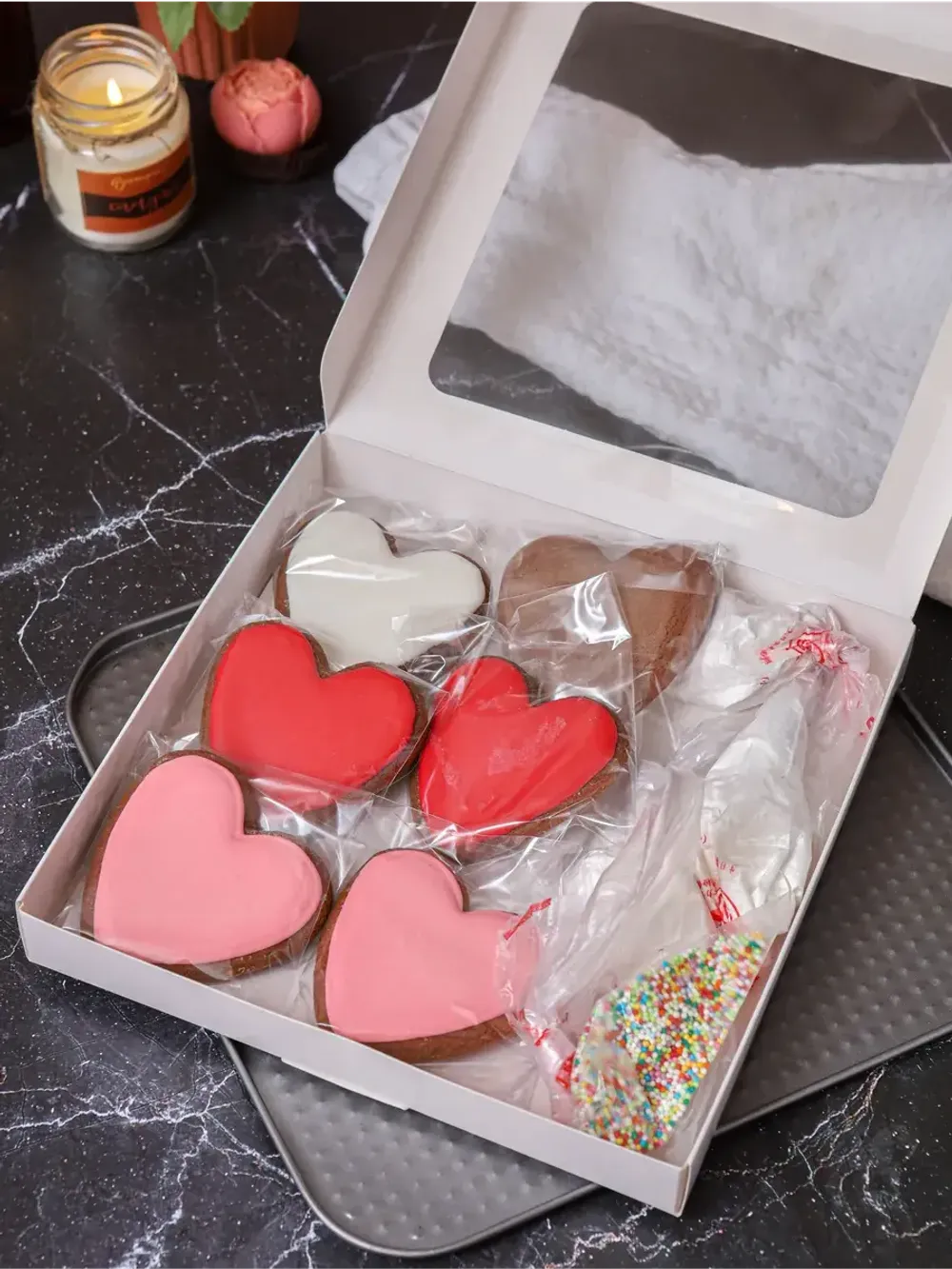 Шоколадные пряники для росписи "Сердца" в глазури