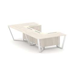 Steel Meet Стол переговорный П-образный KM-PR.B.SP-07P Денвер Светлый/Ваниль Глянец/Металл Белый 160