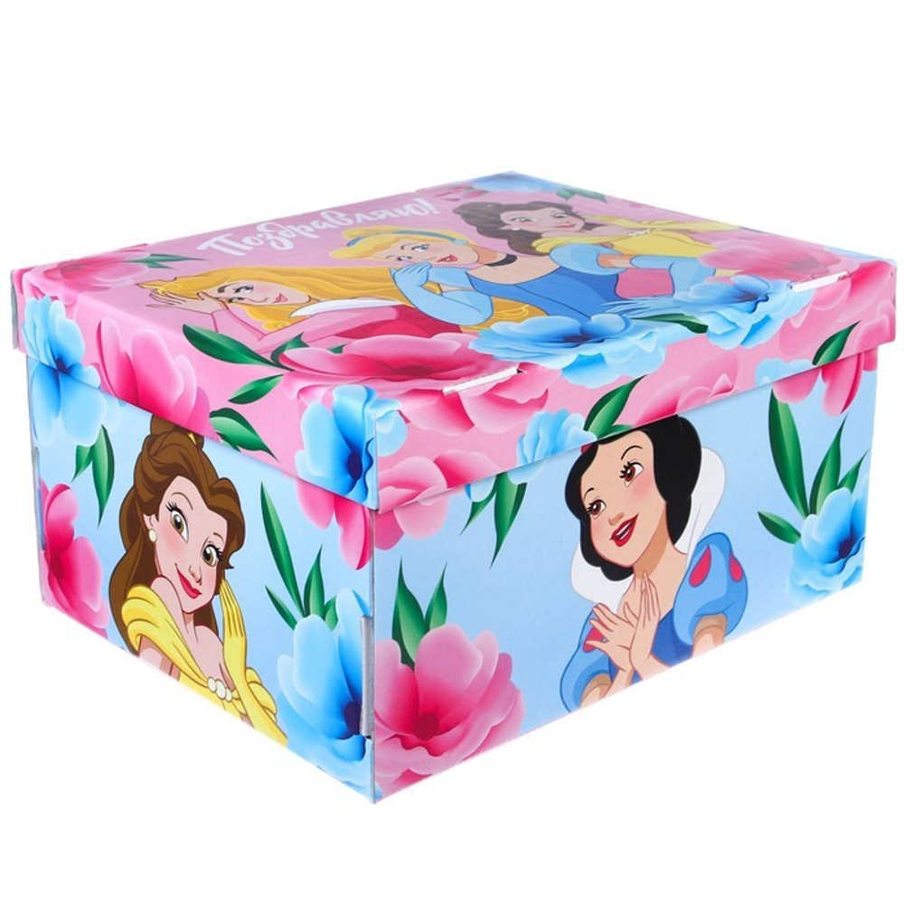 Коробка подарочная складная с крышкой "Поздравляю!", 31х25,5х16, Принцессы