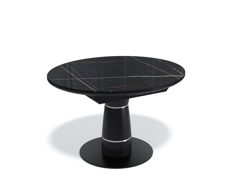 Стол Kenner PR1100, кухонный, раздвижной, черный/стекло камень черный глянец