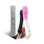 Бело-розовый вибромассажер с крупной головкой - 20,4 см. (Цвет: белый с розовым)