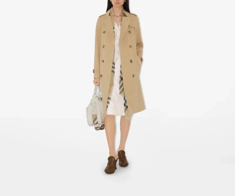 Длинный тренч Kensington Heritage с клетчатой подкладкой Burberry Check