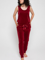 Женский комбинезон из трикотажного бархатного велюра (Размер: M) (Цвет: бордовый)