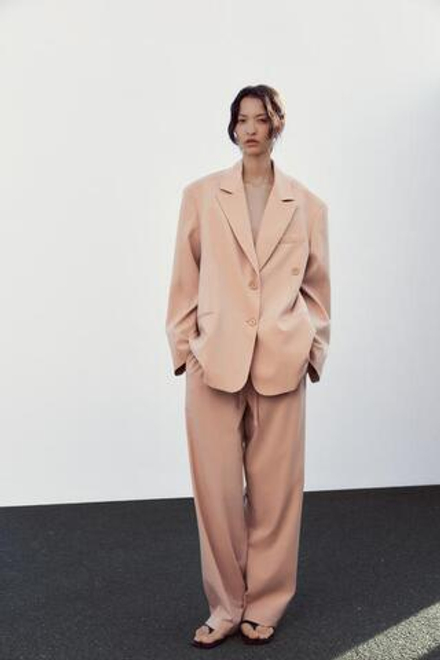 ZARA БРЮКИ СО СБОРКОЙ НА ТАЛИИ, ПЫЛЬНО-РОЗОВЫЙ