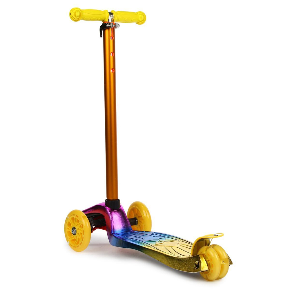 Самокат 4х-колес. с мигающими огнями, регулируемая высота: 78/82/87 см, колеса PU свет, макс. вес 50