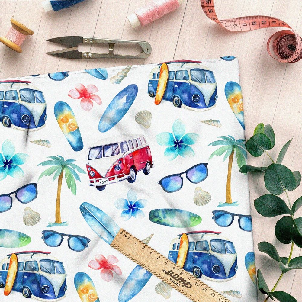 Ткань оксфорд 210 автобусы на пляже