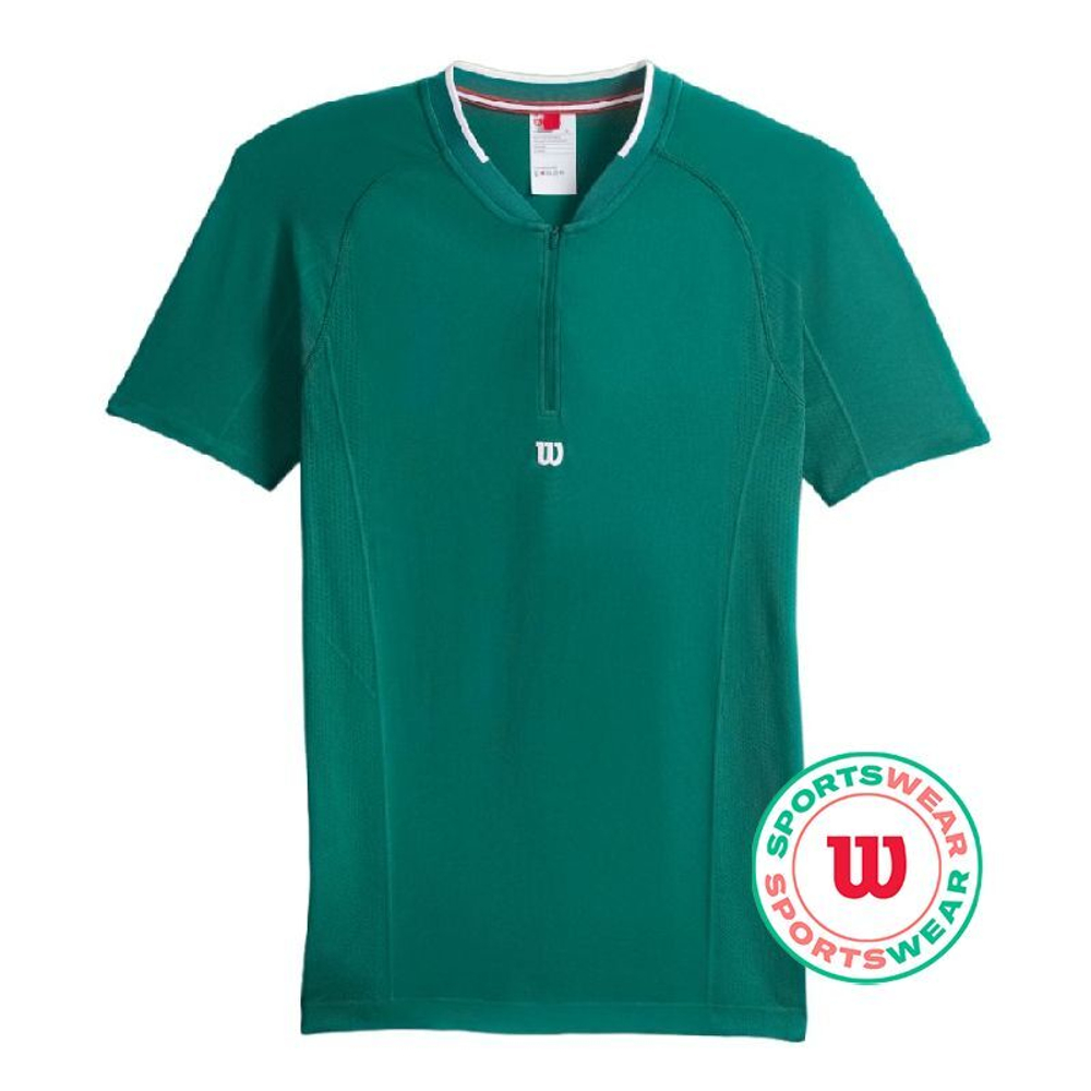 Мужское теннисное поло Wilson Players Seamless Zip Henley 2.0 - field green