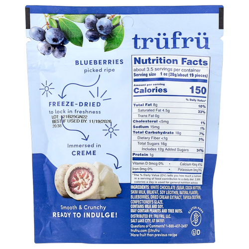 Tru Fru, сублимированная голубика с кремом, 96 г (3,4 унции)