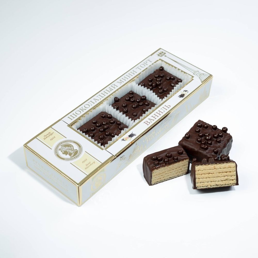 Шоколадный вафельный мини торт Ваниль 150 гр - Петербургская Коллекция