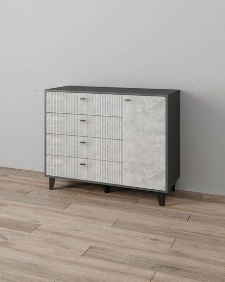 Комод КАТРИН-13 графит серый / МДФ мальта