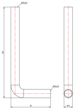 Отвод Valtec 15х70х160 мм безраструбный 90° (фитинги из нерж. стали серии VTi.960.I)