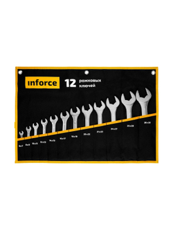 Набор рожковых ключей 12 предметов Inforce, Сталь Cr-V, 6-32мм, профессиональный, 06-05-44