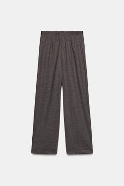 ZARA БРЮКИ ПРЯМОГО КРОЯ С ВЫСОКОЙ ПОСАДКОЙ, КОРИЧНЕВЫЙ МЕЛАНЖ