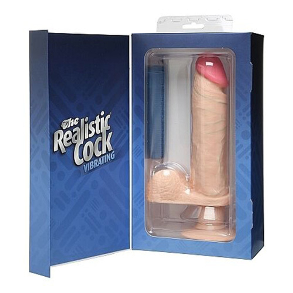 Телесный реалистичный вибратор 23,6см на присоске Doc Johnson the Realistic Cock Vibrating Dildo 1156-02-BX