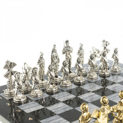 Шахматы "Дон Кихот" доска 40х40 см серый мрамор змеевик G 122647