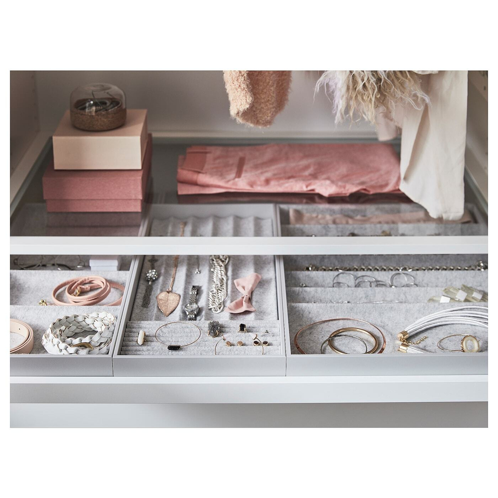 IKEA KOMPLEMENT  (ИКЕА КОМПЛЕМЕНТ)  -  Вкладыш с 4 отделениями, светло-серый, 15x53x5 см