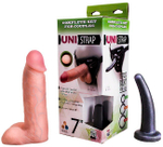 Страпон-трусики с двумя сменными насадками Uni Strap 7'' (Цвет: телесный с черным)