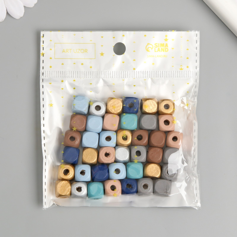 Бусины для творчества дерево "Тёмная ночь. Кубики" набор 20 гр d=1 см   10083423