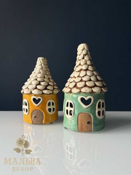 Подсвечник "Домик трулле" зелёный Ø 11x20 см