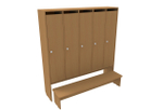 Шкафчик для раздевалки со скамьей для детского сада. 5-секционный