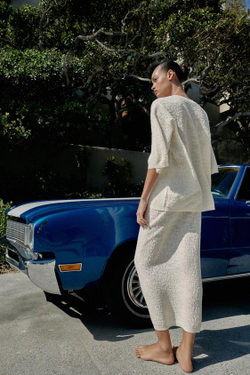 ZARA ПРЯМАЯ ЮБКА ИЗ СТРУКТУРНОГО ТРИКОТАЖА, ЭКРЮ