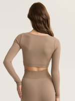 Бесшовный кроп топ с длинным рукавом