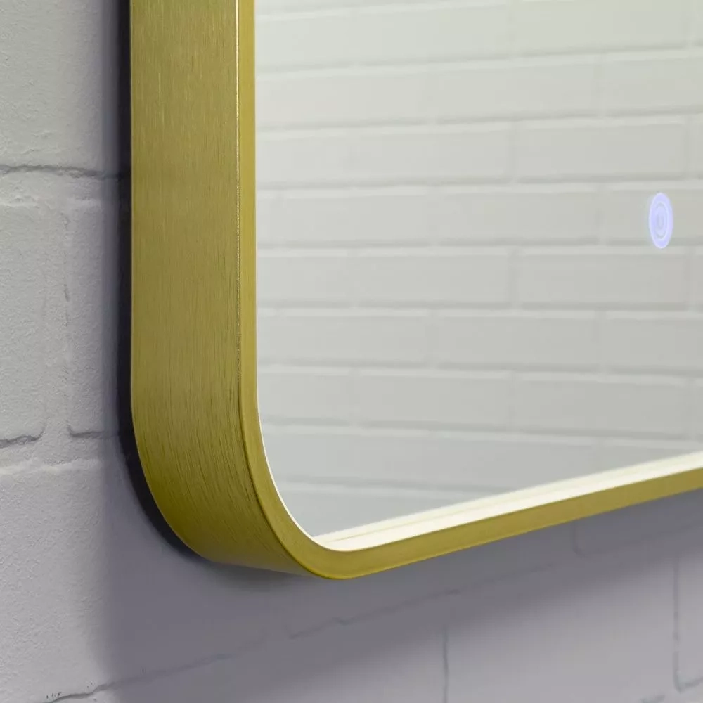 Зеркало в черной алюминиевой раме 80 см Comforty Сириус-80 светодиодная динамическая подсветка холодный свет, сенсор