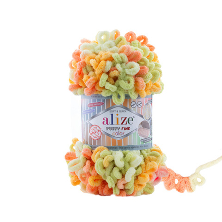 Пуффи файн колор (Puffy fine color) пряжа Alize 100%микрополиэстер 5х100г/14.5 м (6313)