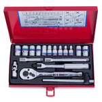 Набор торцевых головок с принадлежностями 1/4&quot;, шестигранные, 4-12 мм, 18 предметов KING TONY 2519MR