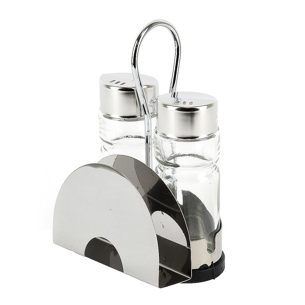 Набор для специй с салфетницей солонка/перечница на металлической подставке